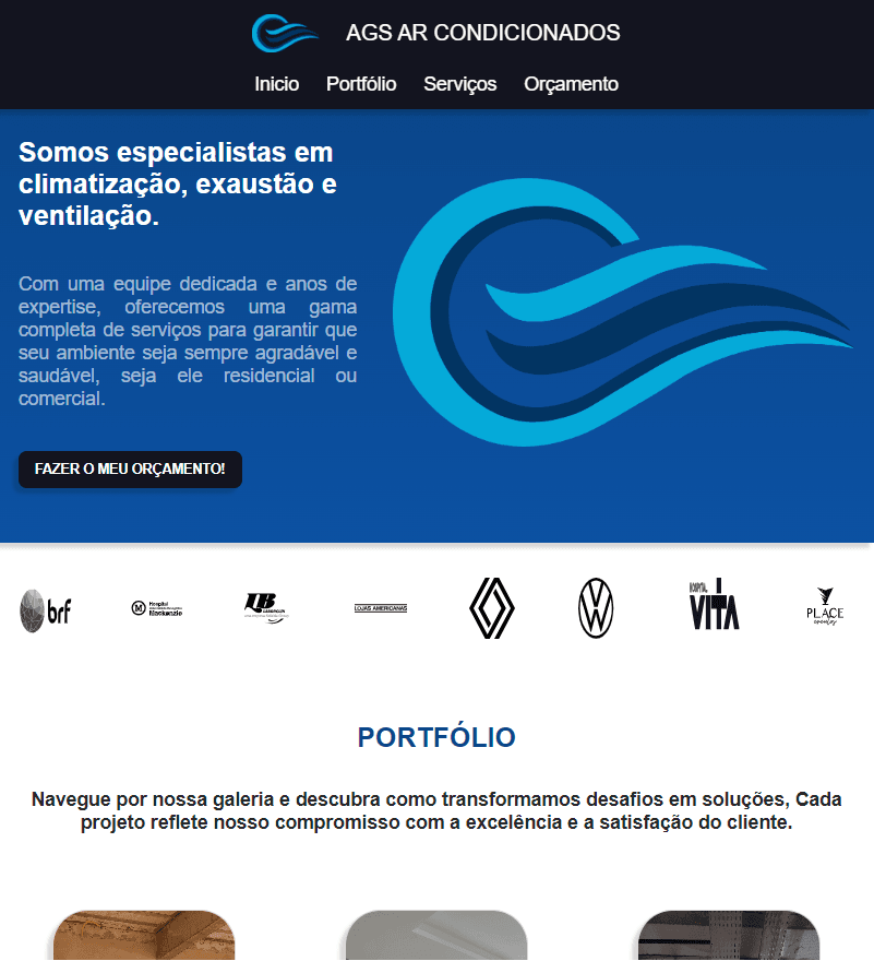 Desenvolvimento de Site para empresa AGS AR CONDICIONADOS