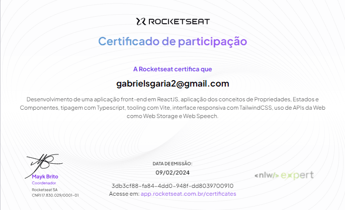 Certificado Rocketseat React